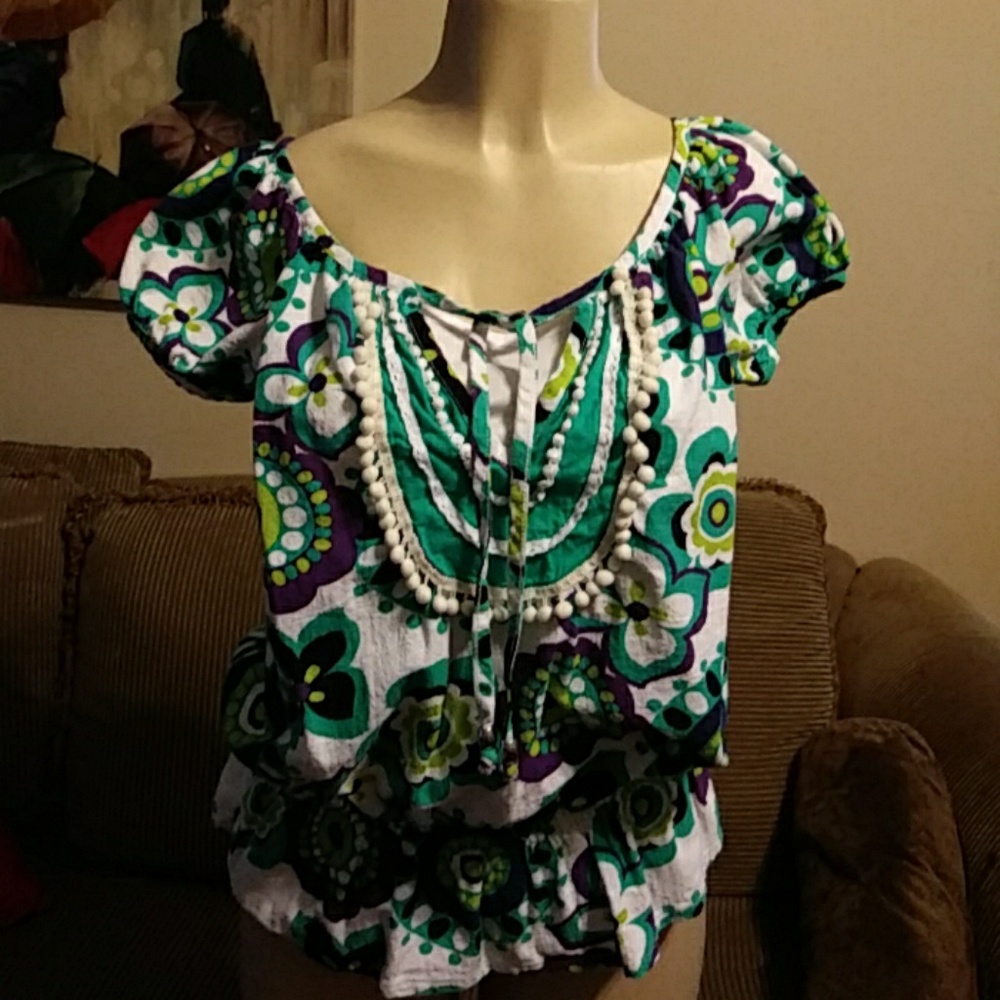 Printed short sleeve top